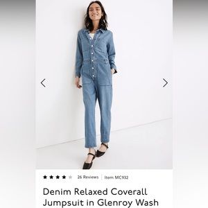 Madewell denim coverall jumpsuit